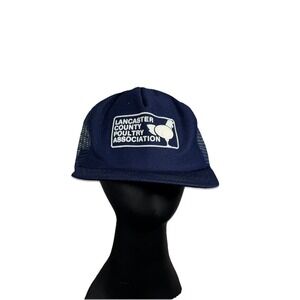 Lancaster County Poultry Association. vintage blue trucker mesh cap hat